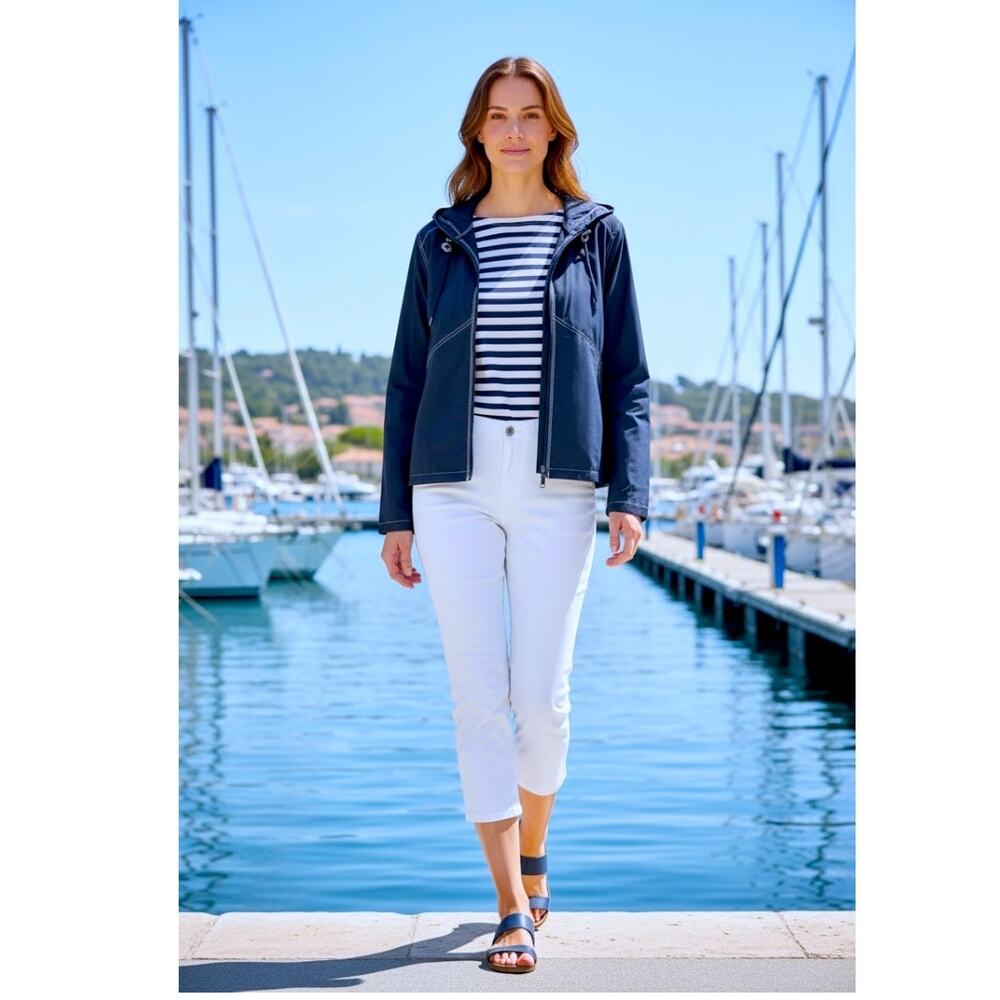 GH Bass Windbreaker Rain Jacket Women’s Size XL Navy Cotton Nylon Relaxed Fit - Picture 5 of 9